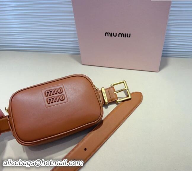 Buy Inexpensive Miu Miu Nappa leather Belt 3cm with Pouch MM102203 Brown 2024