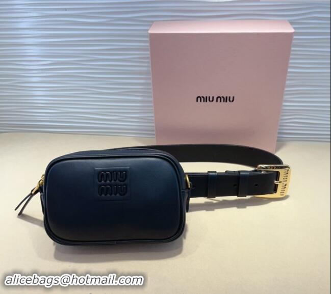 Buy Discount Miu Miu Nappa leather Belt 3cm with Pouch MM102204 Black 2024