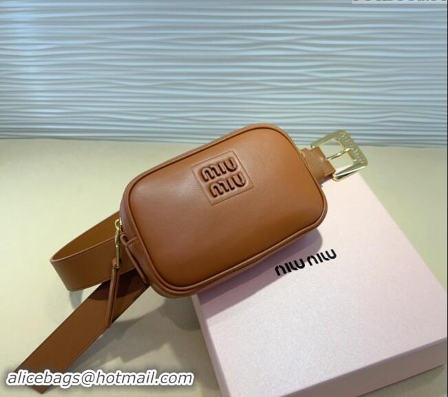 Well Crafted Miu Miu Nappa leather Belt 3cm with Pouch MM102204 Brown 2024