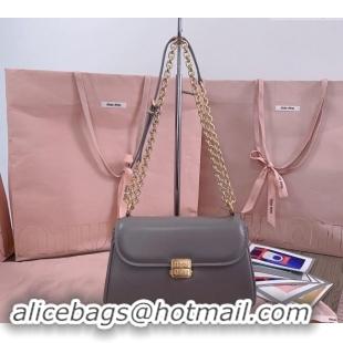 Best Price Miu Miu Calf Leather Chain shoulder bag 5BD266 Grey 2024