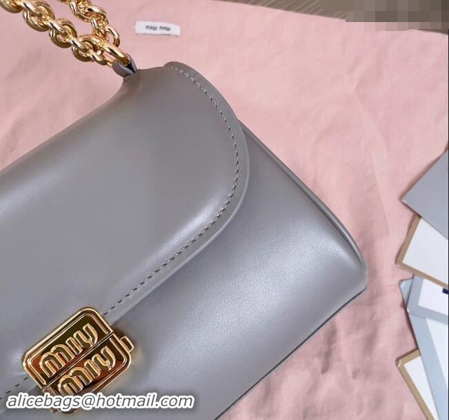 Best Price Miu Miu Calf Leather Chain shoulder bag 5BD266 Grey 2024