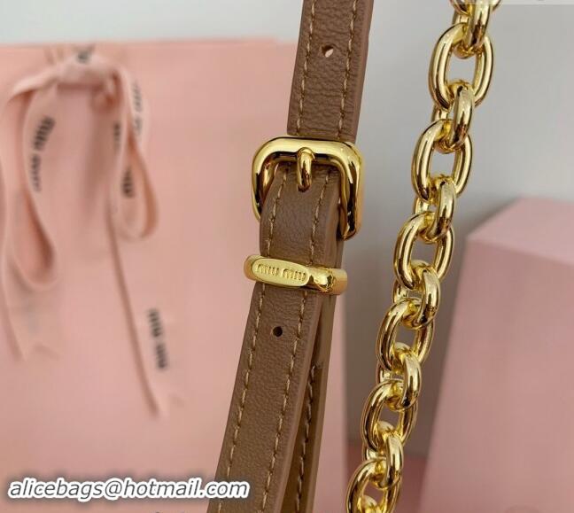 Top Design Miu Miu Matelasse nappa Leather Chain shoulder bag 5BD266 Brown 2024