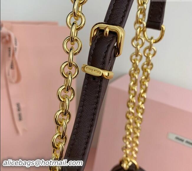 Good Taste Miu Miu Matelasse nappa Leather Chain shoulder bag 5BD266 Briarwood Brown 2024