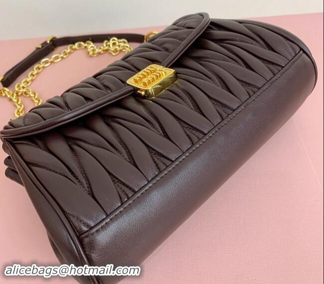 Good Taste Miu Miu Matelasse nappa Leather Chain shoulder bag 5BD266 Briarwood Brown 2024