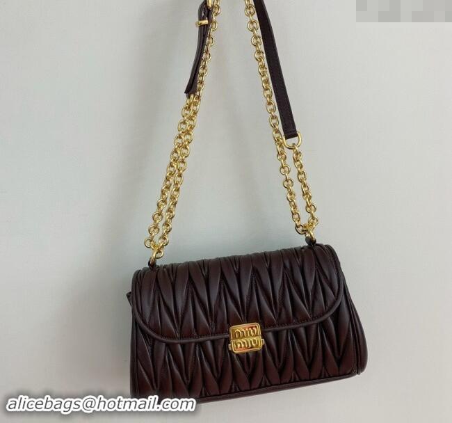 Good Taste Miu Miu Matelasse nappa Leather Chain shoulder bag 5BD266 Briarwood Brown 2024