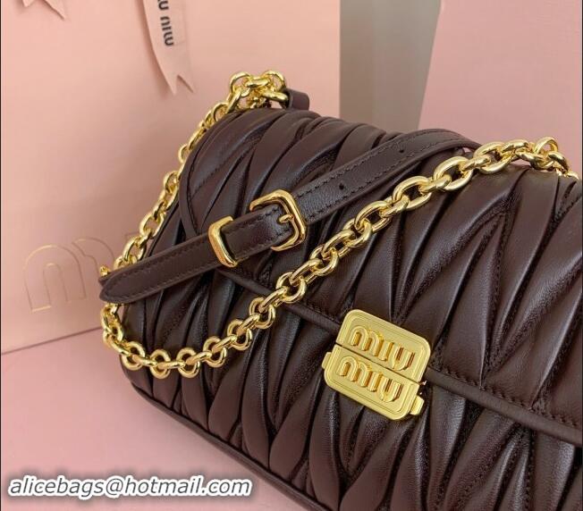 Good Taste Miu Miu Matelasse nappa Leather Chain shoulder bag 5BD266 Briarwood Brown 2024