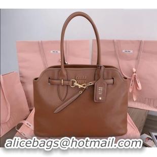 New Fashion Miu Miu Aventure nappa leather tote bag 5BG291 Tan Brown 2024