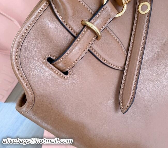 New Fashion Miu Miu Aventure nappa leather tote bag 5BG291 Tan Brown 2024