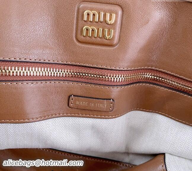 New Fashion Miu Miu Aventure nappa leather tote bag 5BG291 Tan Brown 2024