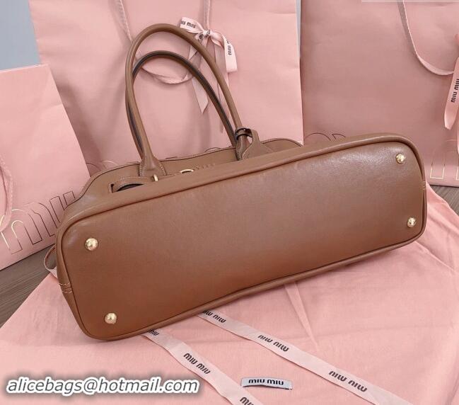 New Fashion Miu Miu Aventure nappa leather tote bag 5BG291 Tan Brown 2024