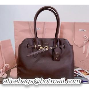 Best Design Miu Miu Aventure nappa leather tote bag 5BG291 Briarwood 2024