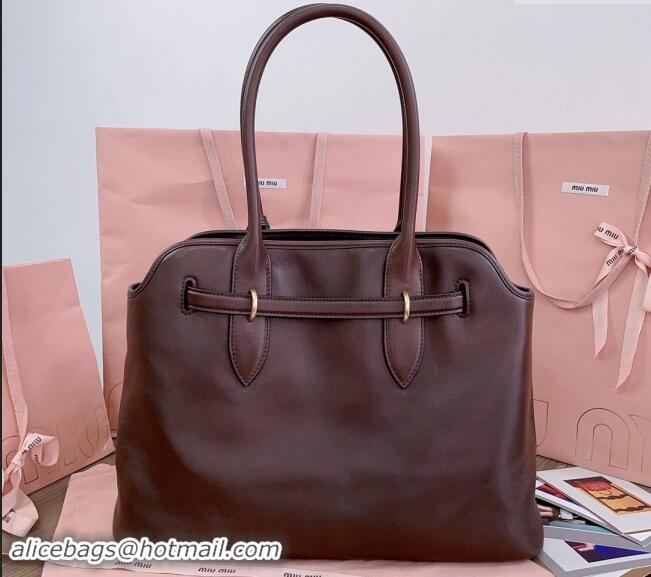 Best Design Miu Miu Aventure nappa leather tote bag 5BG291 Briarwood 2024