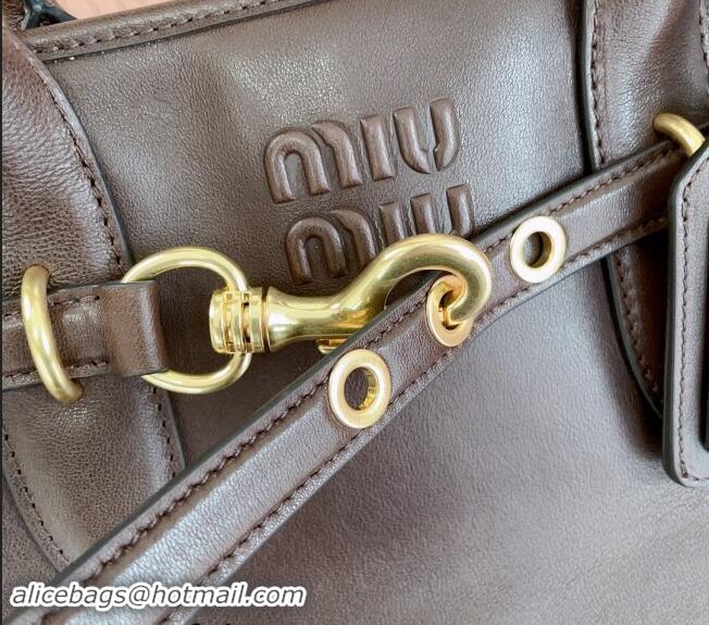 Best Design Miu Miu Aventure nappa leather tote bag 5BG291 Briarwood 2024