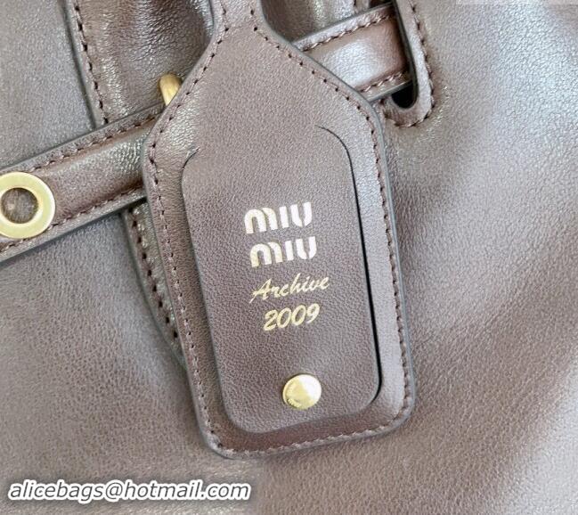 Best Design Miu Miu Aventure nappa leather tote bag 5BG291 Briarwood 2024