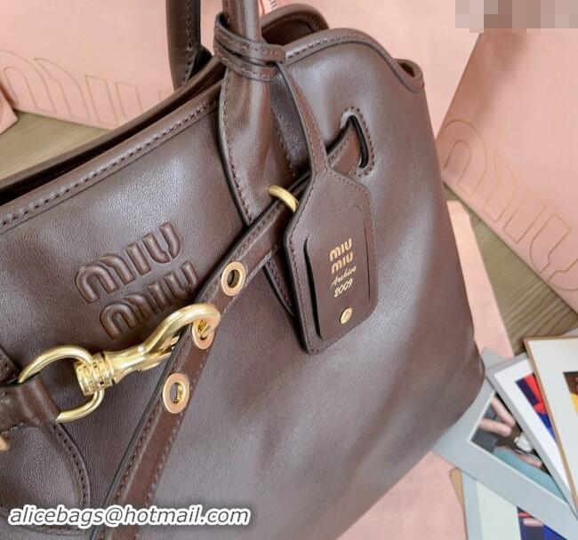 Best Design Miu Miu Aventure nappa leather tote bag 5BG291 Briarwood 2024