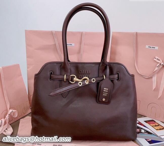 Best Design Miu Miu Aventure nappa leather tote bag 5BG291 Briarwood 2024