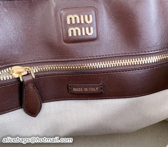 Best Design Miu Miu Aventure nappa leather tote bag 5BG291 Briarwood 2024