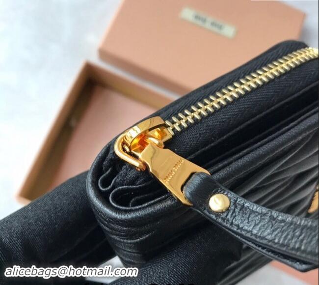 Reasonable Price Miu Miu Matelasse Leather Small Wallet 5MO522 Black 2024