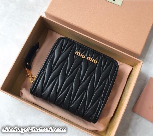 Reasonable Price Miu Miu Matelasse Leather Small Wallet 5MO522 Black 2024