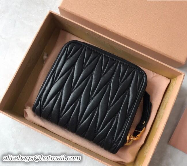 Reasonable Price Miu Miu Matelasse Leather Small Wallet 5MO522 Black 2024