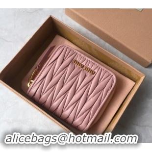 Good Product Miu Miu Matelasse Leather Wallet 5MO522 Light Pink 2024