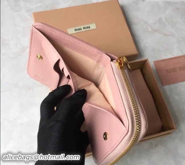 Good Product Miu Miu Matelasse Leather Wallet 5MO522 Light Pink 2024