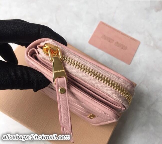 Good Product Miu Miu Matelasse Leather Wallet 5MO522 Light Pink 2024