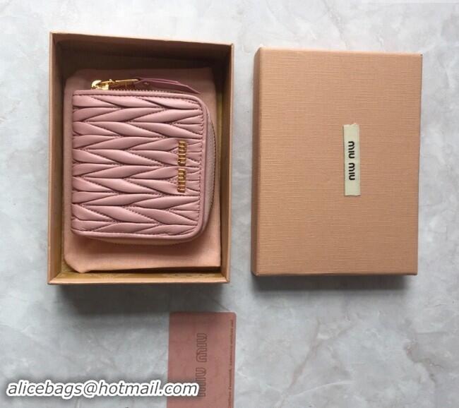 Good Product Miu Miu Matelasse Leather Wallet 5MO522 Light Pink 2024