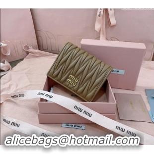 Top Design Miu Miu Matelasse Leather Small Wallet 5MV204 Dark Beige 2024