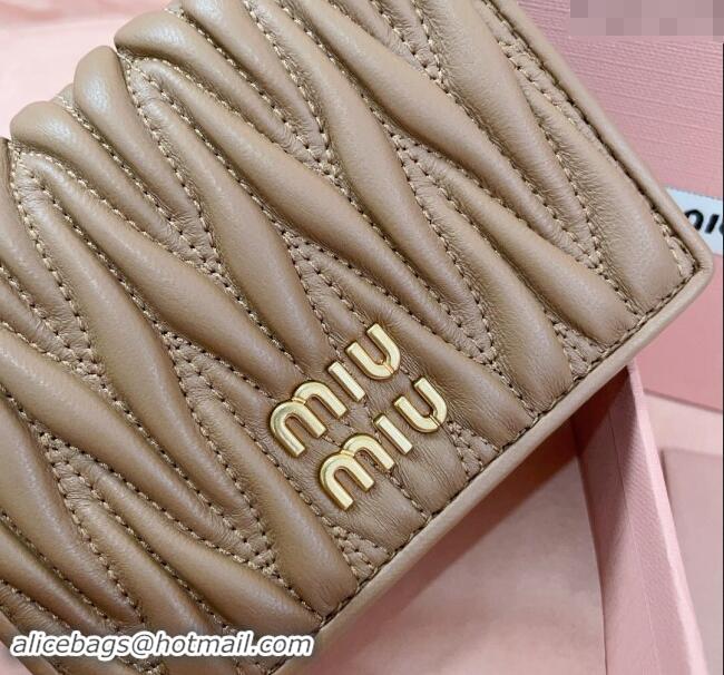 Top Design Miu Miu Matelasse Leather Small Wallet 5MV204 Dark Beige 2024