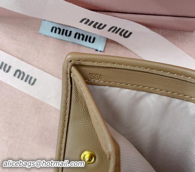 Top Design Miu Miu Matelasse Leather Small Wallet 5MV204 Dark Beige 2024