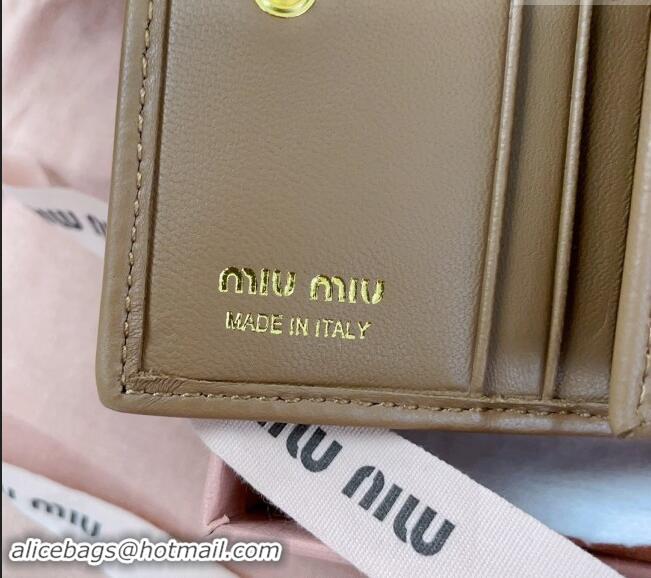 Top Design Miu Miu Matelasse Leather Small Wallet 5MV204 Dark Beige 2024