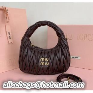 Famous Brand Miu Miu Wander Matelasse Nappa Leather Small Hobo bag 5BC125 Briarwood Brown 2024