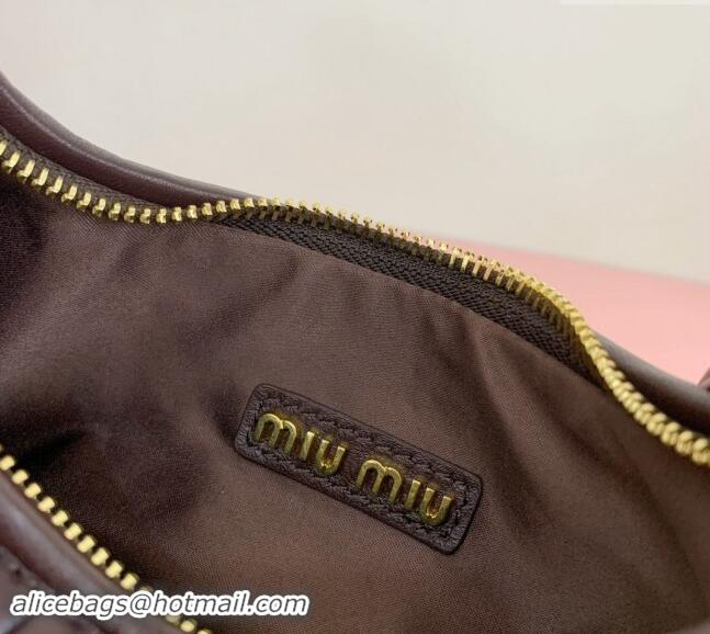 Famous Brand Miu Miu Wander Matelasse Nappa Leather Small Hobo bag 5BC125 Briarwood Brown 2024