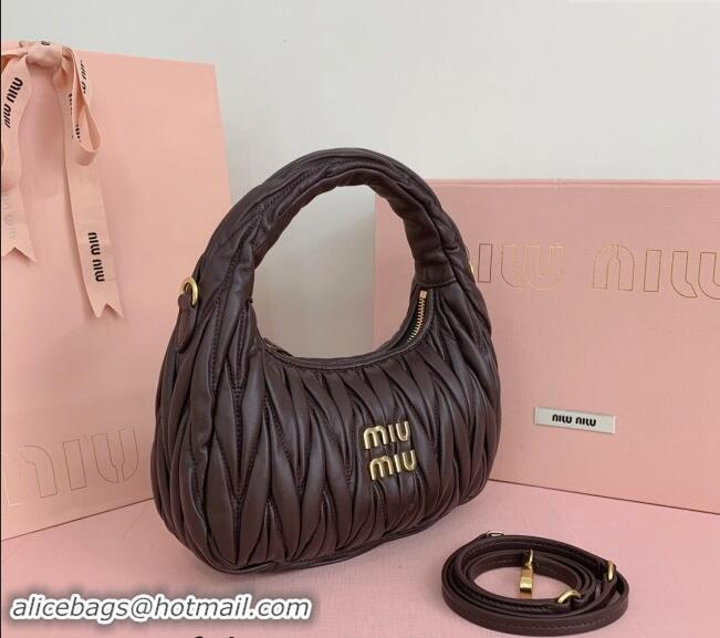 Famous Brand Miu Miu Wander Matelasse Nappa Leather Small Hobo bag 5BC125 Briarwood Brown 2024