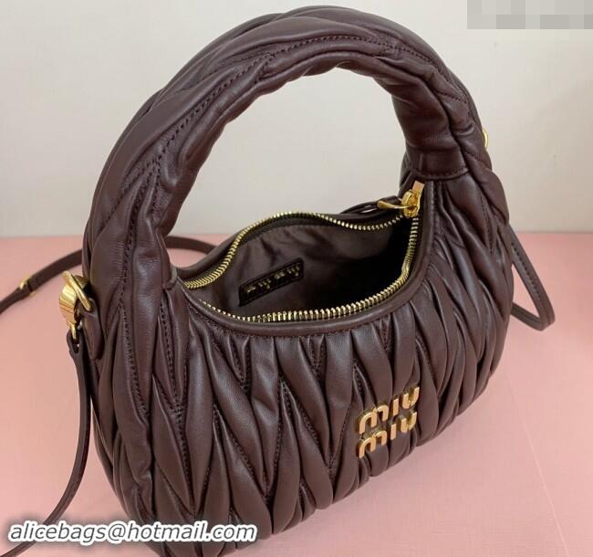 Famous Brand Miu Miu Wander Matelasse Nappa Leather Small Hobo bag 5BC125 Briarwood Brown 2024