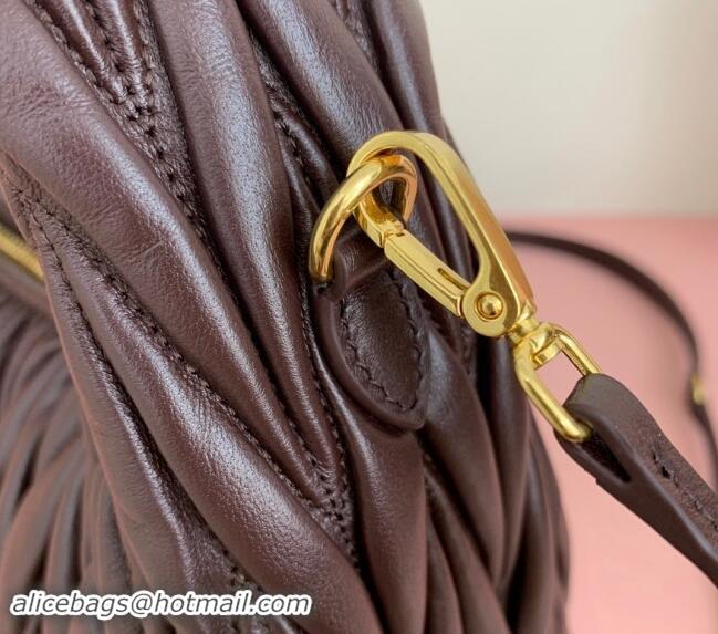 Famous Brand Miu Miu Wander Matelasse Nappa Leather Small Hobo bag 5BC125 Briarwood Brown 2024