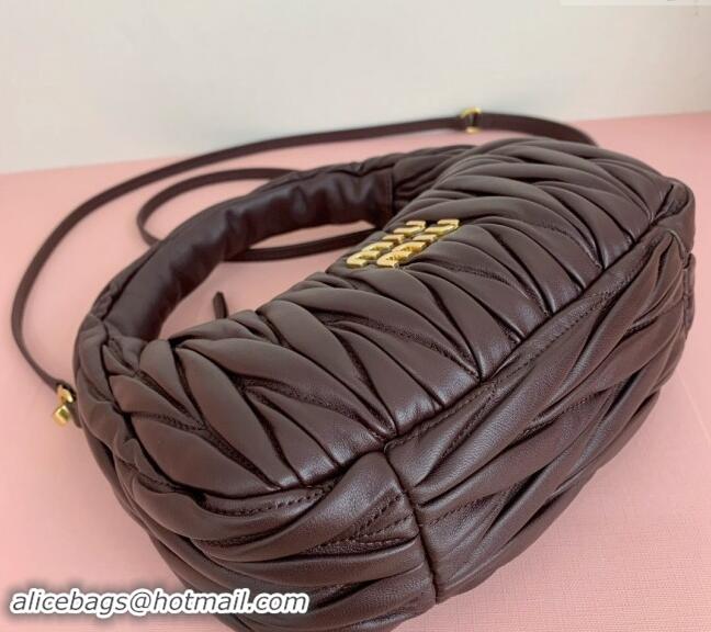 Famous Brand Miu Miu Wander Matelasse Nappa Leather Small Hobo bag 5BC125 Briarwood Brown 2024