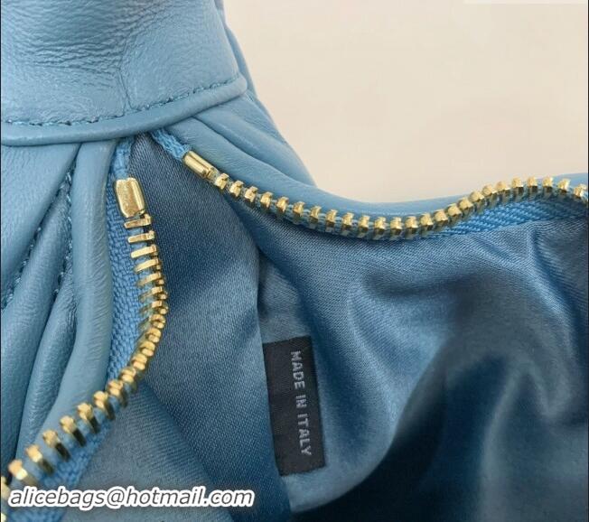 Top Quality Miu Miu Wander Matelasse Nappa Leather Small Hobo bag 5BC125 Blue 2024