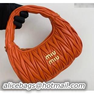 Top Design Miu Miu Wander Matelasse Nappa Leather Small Hobo bag 5BC125 Orange 2024