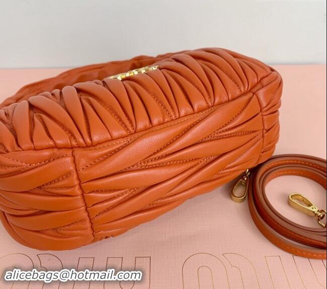 Top Design Miu Miu Wander Matelasse Nappa Leather Small Hobo bag 5BC125 Orange 2024