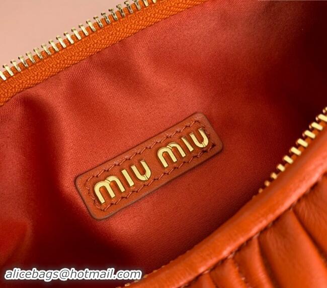 Top Design Miu Miu Wander Matelasse Nappa Leather Small Hobo bag 5BC125 Orange 2024