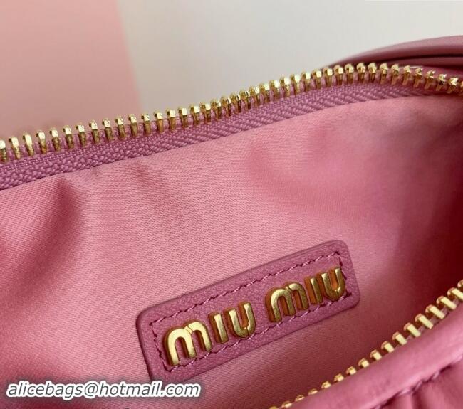 Promotional Miu Miu Wander Matelasse Nappa Leather Small Hobo bag 5BC125 Pink 2024