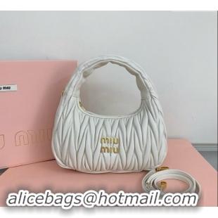 Buy Classic Miu Miu Wander Matelasse Nappa Leather Small Hobo bag 5BC125 White 2024