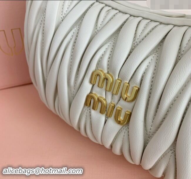 Buy Classic Miu Miu Wander Matelasse Nappa Leather Small Hobo bag 5BC125 White 2024