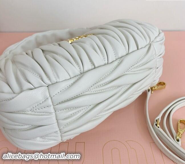 Buy Classic Miu Miu Wander Matelasse Nappa Leather Small Hobo bag 5BC125 White 2024