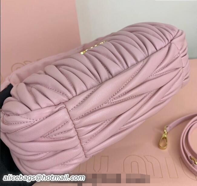 Super Quality Miu Miu Wander Matelasse Nappa Leather Small Hobo bag 5BC125 Light Pink 2024