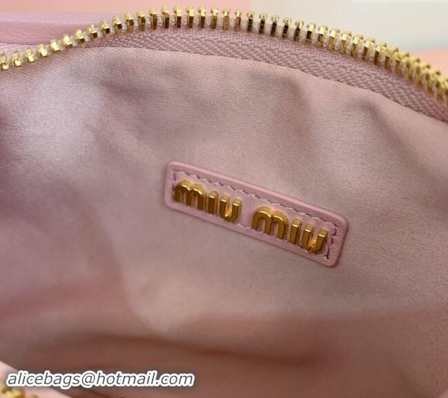 Super Quality Miu Miu Wander Matelasse Nappa Leather Small Hobo bag 5BC125 Light Pink 2024