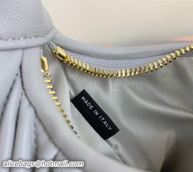 Top Grade Miu Miu Wander Matelasse Nappa Leather Small Hobo bag 5BC125 Light Grey 2024