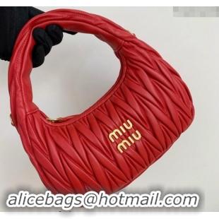 Good Product Miu Miu Wander Matelasse Nappa Leather Small Hobo bag 5BC125 Red 2024